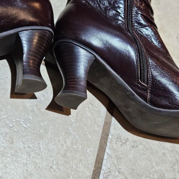 vintage whimsigoth cottagecore dark brown leather miz mooz astor boots - Picture 7 of 8